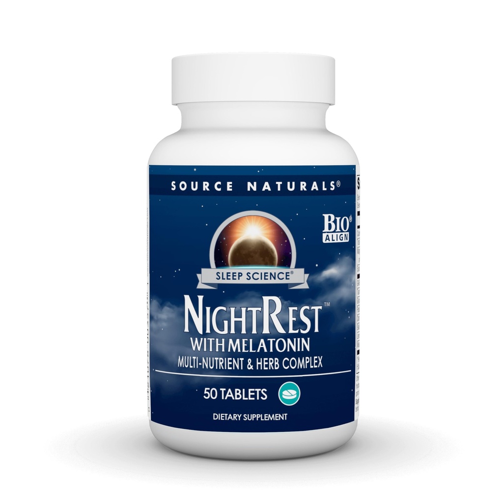 Source Naturals Sleep Science NightRest with Melatonin, Multi-Nutrient & Herb Kompleksi* - 50 Tablet