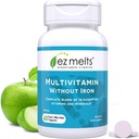 EZ Melts Dissolvable Multivitamin Without Iron, 18 Vitamins & Minerals Including Vitamin A, Biotin, Vitamin B12, Vitamin C, Vitamin D3, Zinc and More, Sugar-Free, 1-Month Supply - 1 Pack