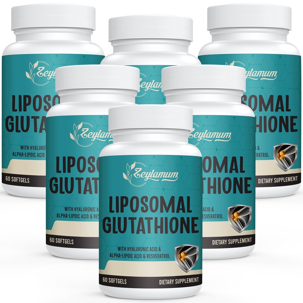 2400 MG Liposomal Glutathion Softgels, Max Απορρόφηση, Active Form L-Glutathione Μειωμένη (GSH), με Υαλουρονικό οξύ, ρεσβερατρόλη, Master Αντιοξειδωτικά για Detox, Εγκέφαλο, ανοσοποιητικό σύστημα, 360 Softgels