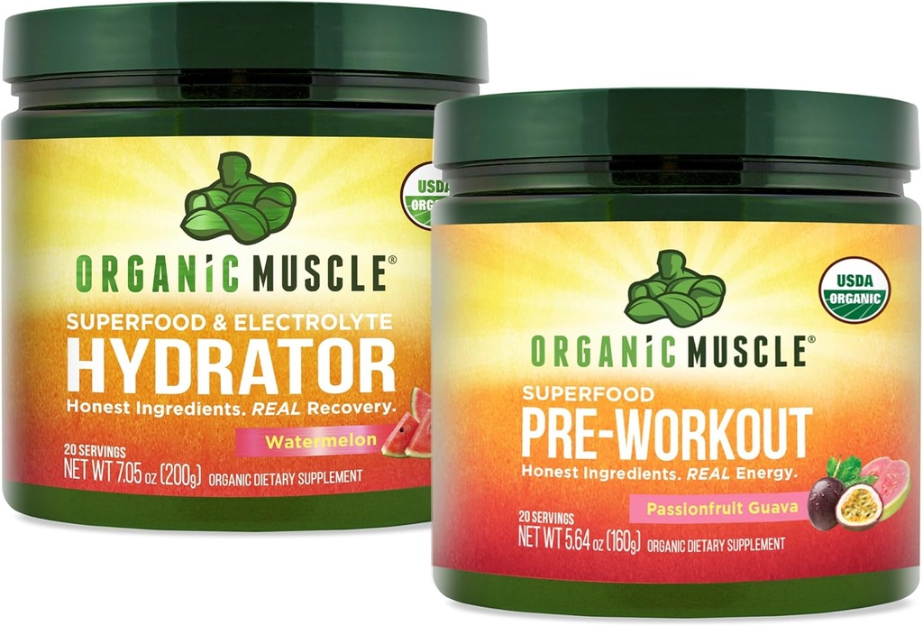 Organik Kas Sche - Enerji için Pre-Workout Toz (Passionfurt Guava) + Poleisher (Watermelon) - USDA sertifikalı Organik Organik Organik Organik Organik