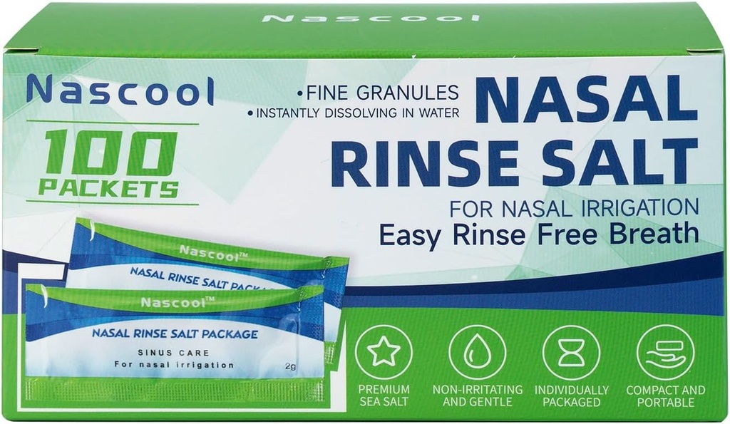 Saline Packets, Premixed Salt Packets for Nose Wash Re (100 Counts)
