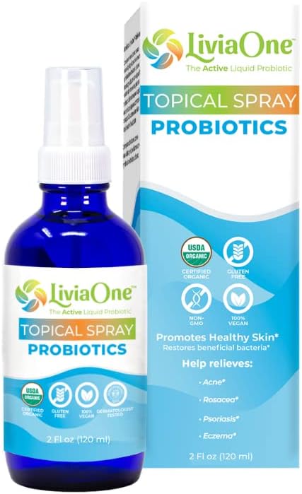 LiviaOne Topical Liquid Probiyotiks Spray, USDA-Cerated Organic Probiyotiks, Gluten- ve Allergen-Free Vegan Probiyotiks, Non-GMO ve Raw, 2 Fl Oz (Pack of 1)