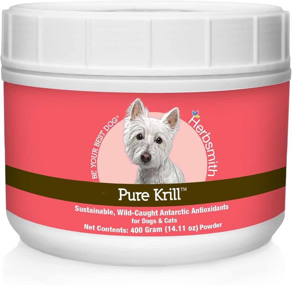 Herbsmith Pure Krill - Wild-Caught Antarktika Krill - Sadece 1 Malzemeler - Köpekler için Astaxanthin - Hazır Omega 3s - Köpekler için Alternatif - 400g
