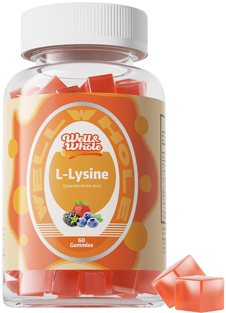 L-Lysine Gummies 1000mg - Çocuklar ve Yetişkinler için L-Lysine Supplements - Lip ve Cold Sore* Kadınlara Destek - B12 - Vegan, GMO, Gluten-Free, 60 Konts