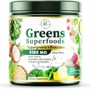 Greens Toz Superfood - Premium Organik Super Greens Juice Toz - Probiyotikler, Buğday Grass, Enzymes, Spirulina, Chlorella for Digestive & Gut Health, Smoothie Drink Mix - 28 Servisler