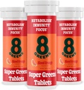 8Greens Supergreens Tabletler | Super Greens Toz Superfood Tablet, Metabolism Immunity & Focus, Daily Greens Effervescent Tabletler, Organik: Aloe Vera, Spirulina, Chlorella, Blood Orange, 30 Hizmetler