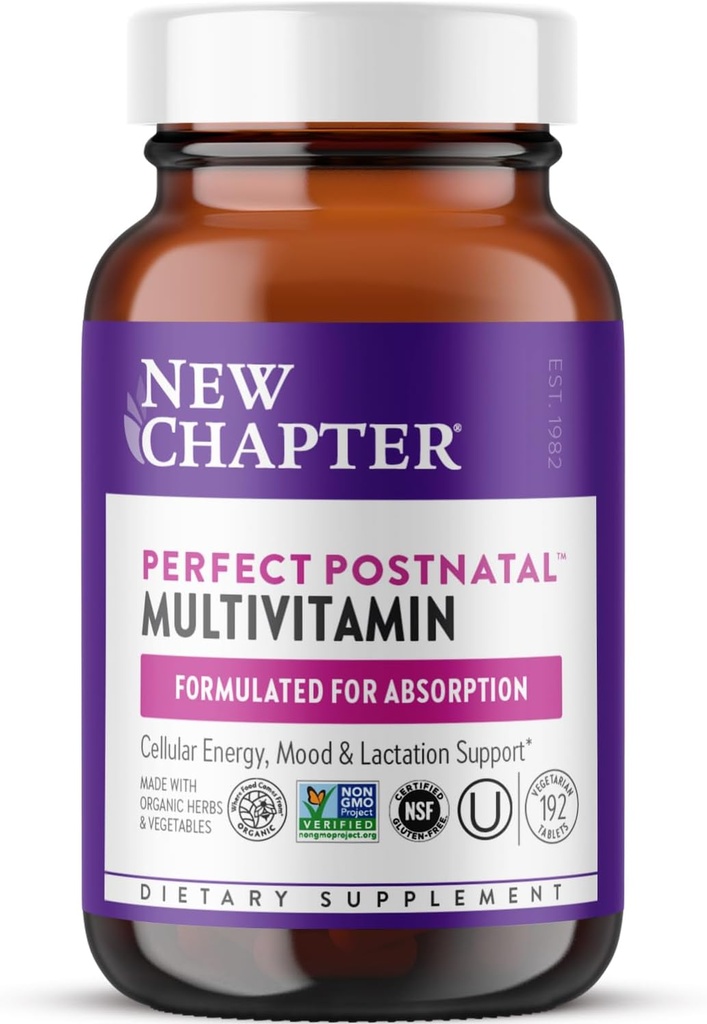 Yeni Bölüm, Postnatal Vitamins Lactation Supplement, Fermented Vitamin D3 + B Vitaminleri ile Tamamlanan, Organik Sebze ve Herbs, Non-GMO Malzemeler, 192 Kont