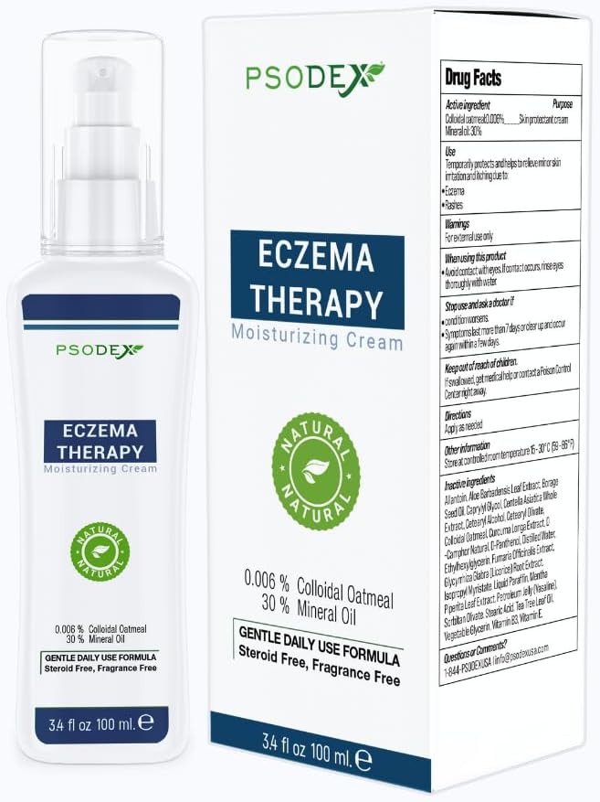 PSODEX Eczema Kremi - Eczema Terapi Skin Care'i Aloe Vera, Vitaminler, Çay Ağacı Yağı - Organik ve Doğal Eczema Lotion - Non-Irritating and Soothing Eczema Cream