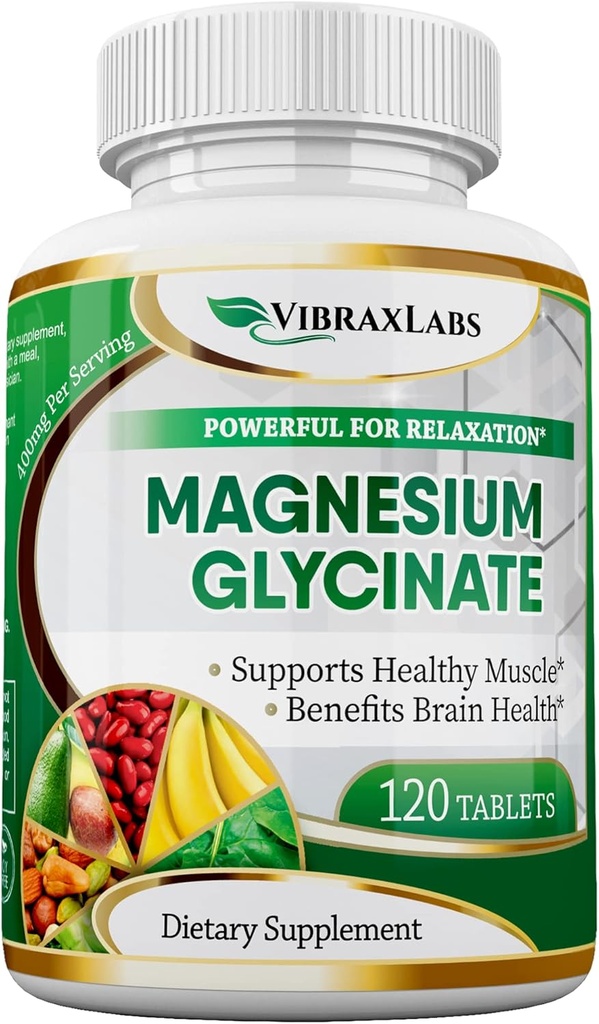 VibraxLabs Magnezyum Glycinate Supplement, 400 mg, Erkekler ve Kadınlar için, Stres, Enerji, Kas Cramps, Ortak Destek, Chelated, High-Abxia, Non-Laxative, Gluten-Free-Free