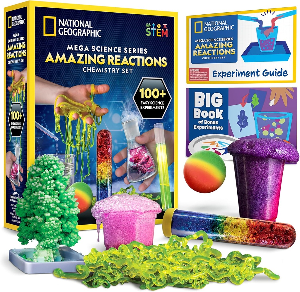 National Geographic Amazing Chemistry Set - Chemistry Kit με 45 Επιστημονικά Πειράματα Συμπεριλαμβανομένης της ανάπτυξης κρυστάλλων και αντιδράσεων, Science Kit for Kids, STEM Gift for Boys and Girls ( Αποκλειστικό)