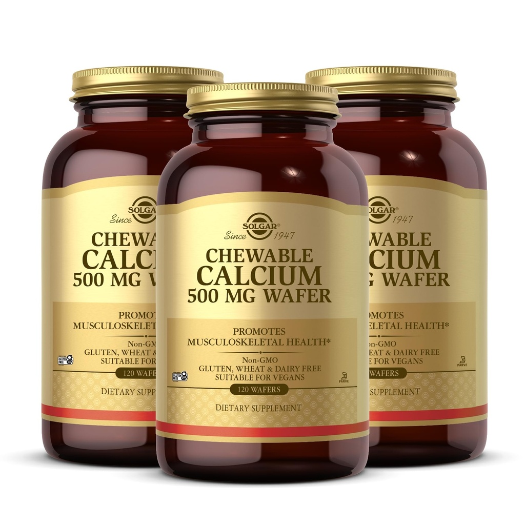 Solgar Chewable Food 500 mg - 120 Wafers, 3 Paket - Musculoskeletal Health - Non-GMO, Vegan, Gluten, Buğday & Dairy Free, Kosher - 180 Toplam Hizmetler