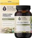 Your Flora Probiyotik Regenesis - Non-GMO Probiyotiks with Fermented Soybean, Artichoke, & Chicory for Gut Wellness & Bowel Support - Prebiyotiks, Postbiyotiks, Digestive Enzymes - Living Alchemy, 60 Adet