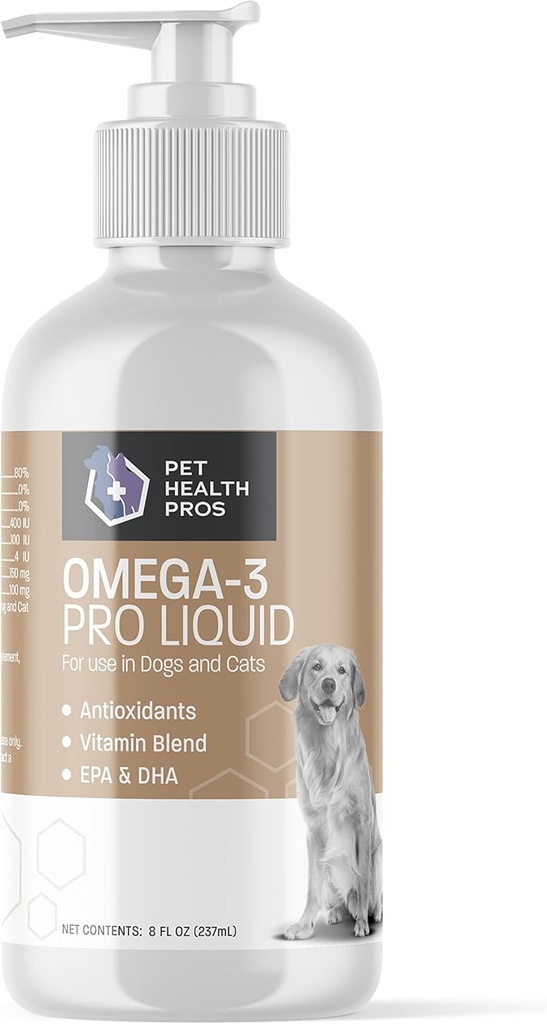 Omega 3 Köpekler için Balık Yağı - Omega 3 Pro Skin & Coat Dog Fish Oil Supplement w/Pump - Fish Oil Dog Omega 3 Supplement - EPA & DHA Fatty Acid Fish Oil For Dogs Skin and Coat - 8 ozzz