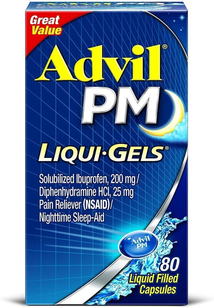 Advil PM Ibuprofen 200 mg Liqui- Gels 80 ea (πακέτο των 4)