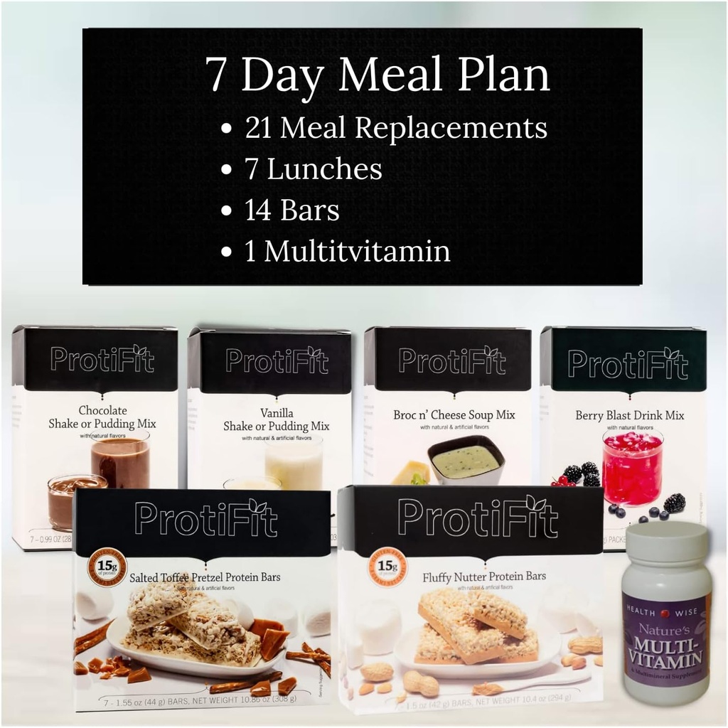 PROTIFIT - Yüksek Protein Meal Planı Başlangıç Kit, 15g Protein Supplements & Snacks, 30 gün Multivitamin, İdeal Protein Uyumlu (7 Gün Kit)