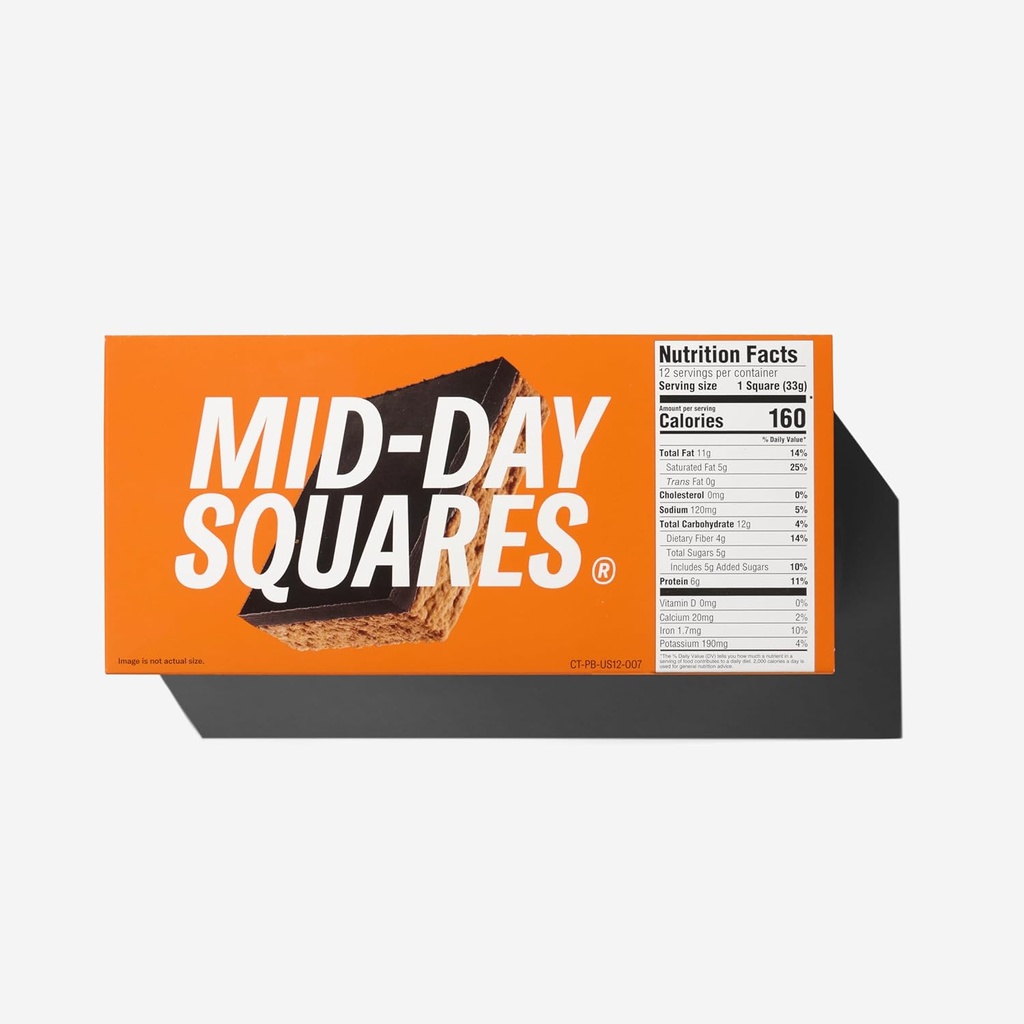 Mid-Day Squares Peanut Butta protein Çikolata Bars, 1.16 Oz each, 2 Packs (24 Squares) | Real Chocolate, 6g Plant Protein, 4g Fiber, Gluten Free, Plant-Based Fiber, Gluten Free, Plant-Based Fiber,