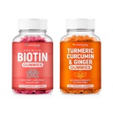 Biotin & Turmeric Vegan Gummies Combo | Max Strength Saç Büyüme, Skin Health ve Genel Wellness | 1000006 Biotin & 95 Standartlaştırılmış Turmeric Curcumin | Natural, Non-GMO ve Gluten-Free Supplement Supplement