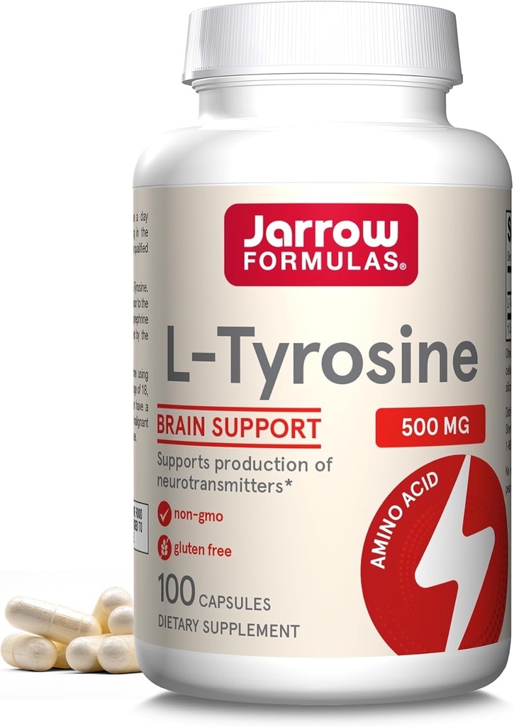 Jarrow Formulas L-Tyrosine 500 mg, Diyetsel Tamam, 100 Capsules, 100 Day Supply Support, 100 Capsules, 100 Day Supply