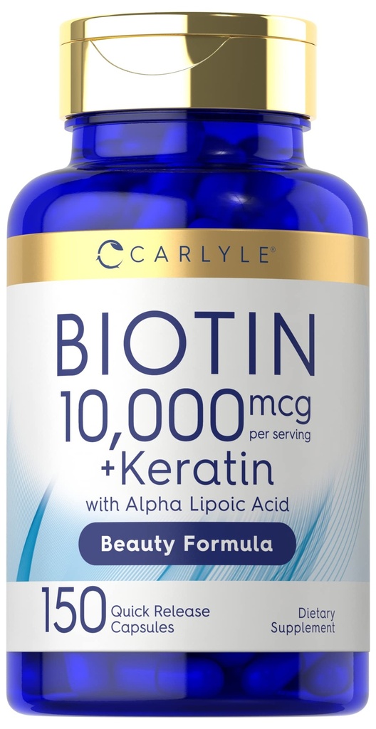 Carlyle Biotin 1000006 | 150 Capsules | Beauty Formula Keratin | Non-GMO, Gluten Free Supplement