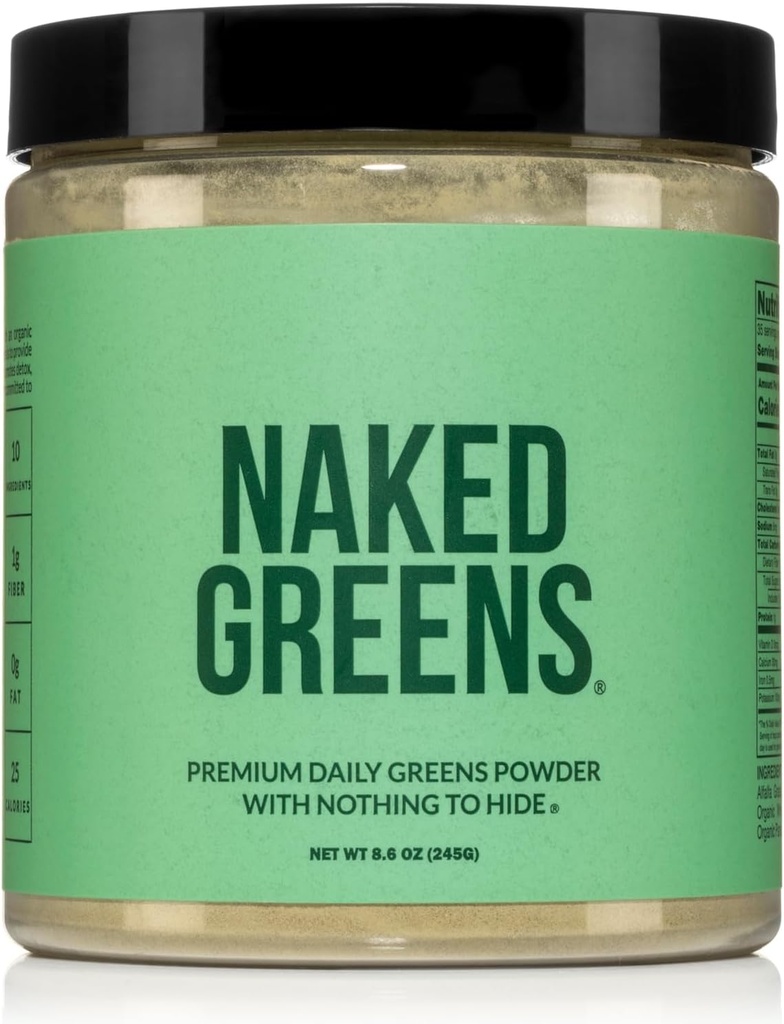 NAKED Super Greens Toz Organik Yeşiller Tamam - Sadece 10 Premium Malzemeler - Vegan, Non-GMO, Prebiyotik ve Probiyotik - 35 Hizmetler
