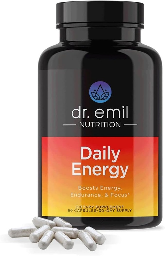 DR. EMIL NUTRITION Daily Energy Supplement - Sugar Free Energy Pills with 160 mg Caffeine Per Service - Energy Alert & Focus Supplement with Guarana Extract, L-Taurine & L-Theanine