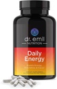 DR. EMIL NUTRITION ημερήσιο ενεργειακό συμπλήρωμα - Χάπια χωρίς ζάχαρη ενέργειας με 160mg καφεΐνη ανά υπηρεσία - Ενεργειακός ενισχυτής & συμπλήρωμα εστίασης με εκχύλισμα Guarana, L-Ταυρίνη & L-Θεανίνη