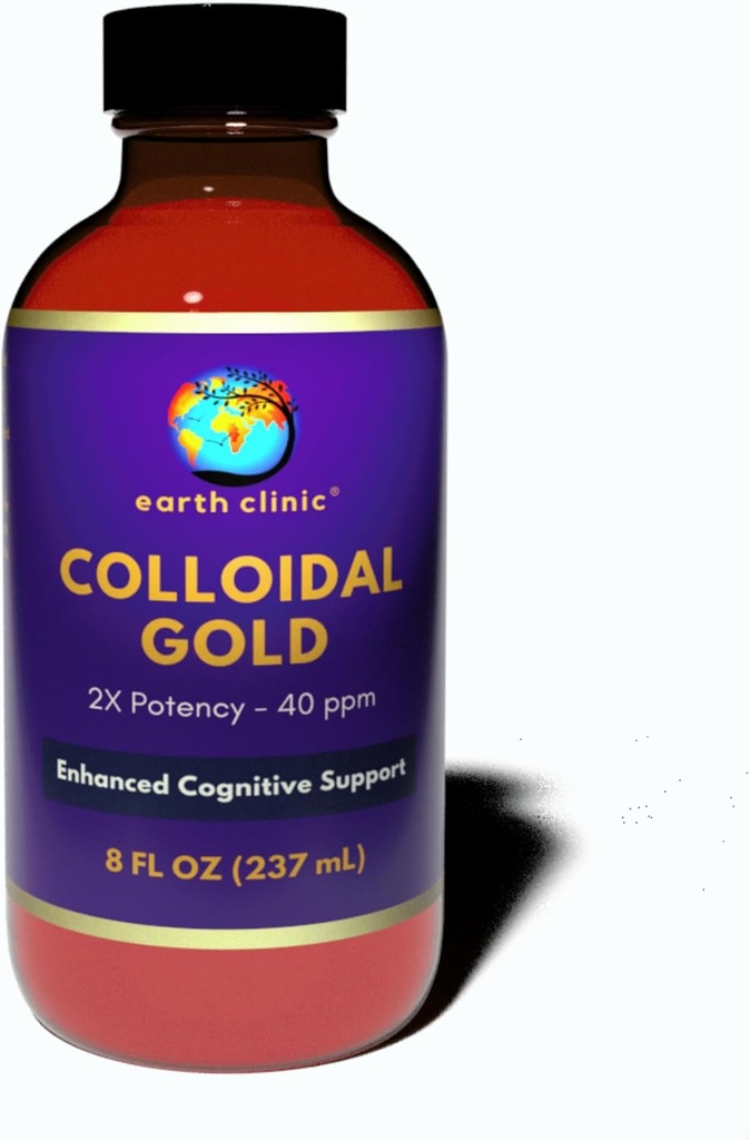 Dünya Clinic ® Colloidal Gold - 2X Yoğun 40 ppm, 8 fl oz Amber Şişe Gelişen Beyin Sağlığı ve Bilişsel Destek