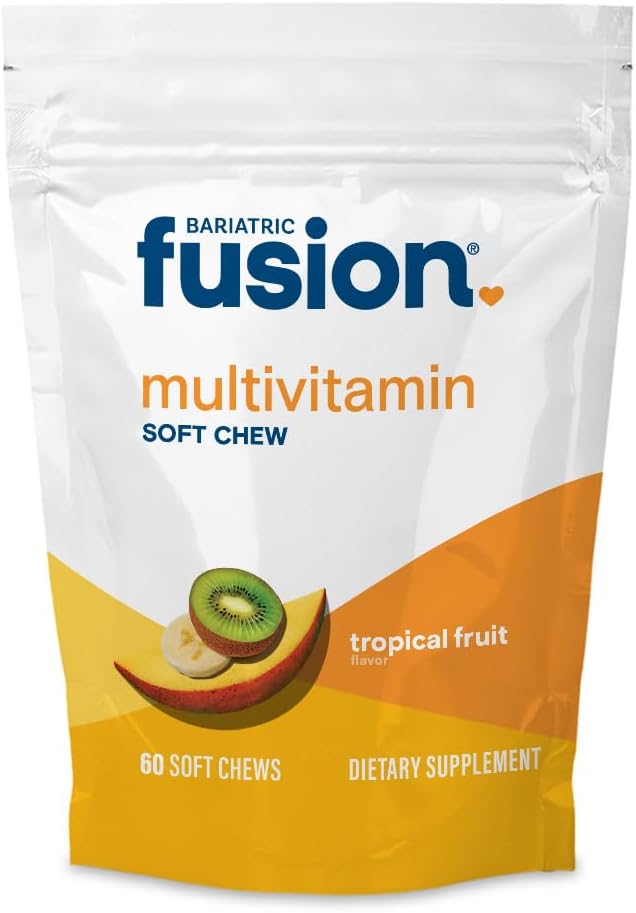 Bariatrik Fusion Bariatrik Multivitamin Yumuşak Chew | Tropikal Meyve Flavor | Chewy for Post Bariatrik Cerrahi Hastaları Gastrik Bypass ve Kol Gaztrektomi | 60 Kont | 1 Ay Supply Chew | Tropi |