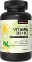 D3 K2, Vitamin D3 5000 IU (125 mcg) + Vitamin K2 100 mcg, 1 D3 ve K2 Kemik, Dişler, Kas ve Immune Health Support, 60 Softgels