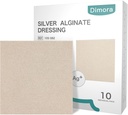 Dimora 10 Packs Silver Antibacterial Alginate Yara Giying Pads,Non-Stick Sterile Gauze,Highly Absorbent & Comfortable,4' x 4' Patches