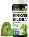 BIO KRAUTER Ginkgo Biloba Gummies - 90 Vegan Chews - Beyin Desteği için Ginkgo Biloba Supplements - 120 mg Standardized Extract - Pectin-Based Formula