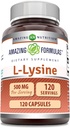 Amazing Formulas L-Lysine 500 mg Capsules Amino Asit Supplement | Non-GMO | Gluten Free | Made in USA (120 Count)