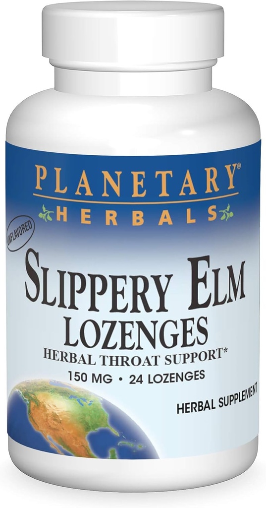 Gezegensel Herbals Slippery Elm Lozenges, Herbal Throat Desteği, 24 Lozenge