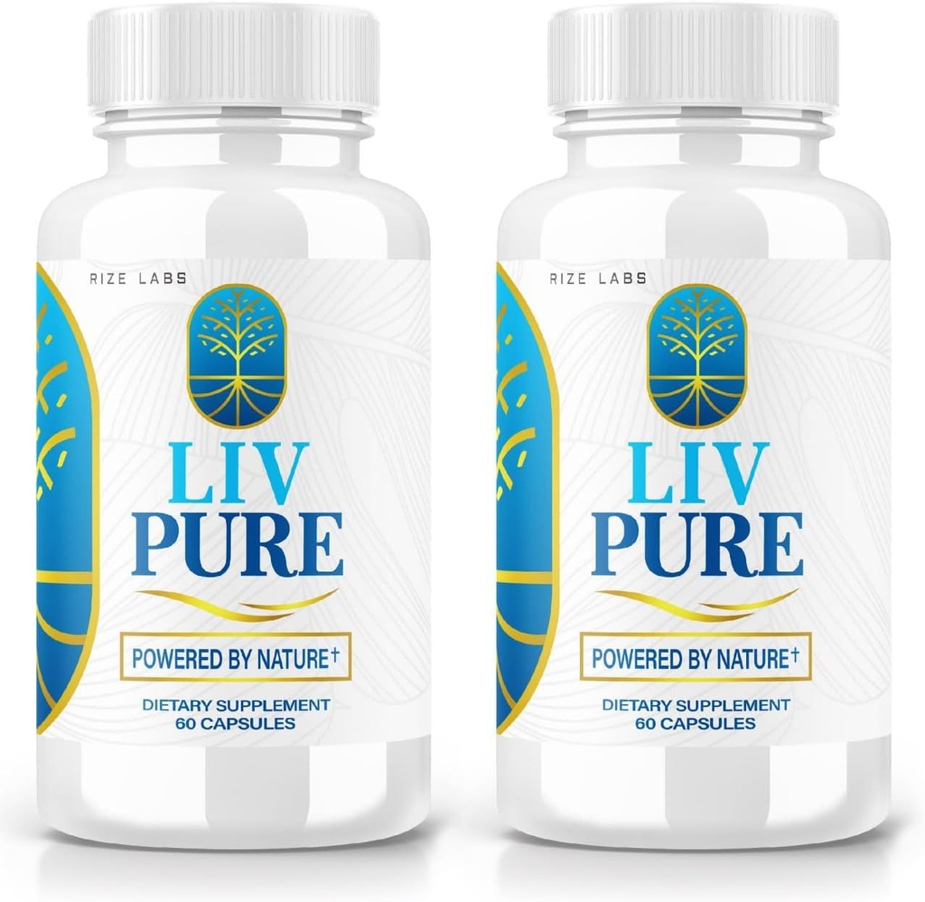 rize labs - LivPure Powered by Nature - Advanced Formula - Καθαρή υποστήριξη συμπλήρωμα διατροφής για την υποστήριξη του ήπατος, επιπλέον δύναμη, Vegan, χάπια ηπατικής λειτουργίας (120 κάψουλες)