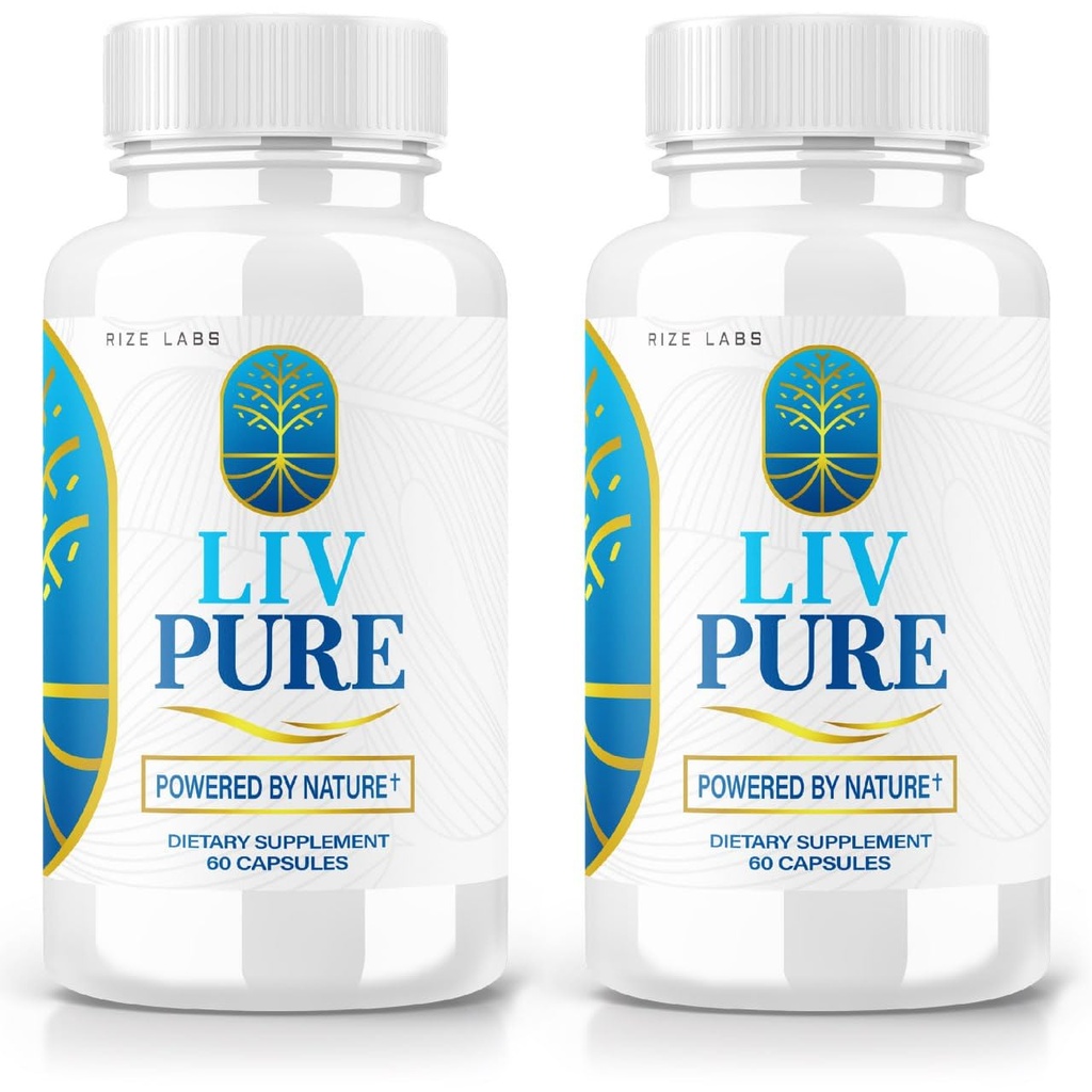 rize labs - LivPure Powered by Nature - Advanced Formula - Καθαρή υποστήριξη συμπλήρωμα διατροφής για την υποστήριξη του ήπατος, επιπλέον δύναμη, Vegan, χάπια ηπατικής λειτουργίας (120 κάψουλες)