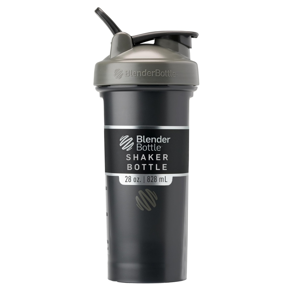 BlenderBottle Classic V2 Shaker Şişe Protein Shakes ve Pre Workout, 28-Ounce, Grey/Black, Black Shadow