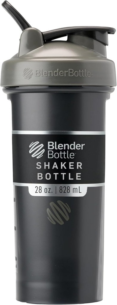 BlenderBottle Classic V2 Shaker μπουκάλι Ιδανικό για πρωτεϊνικές ανακινήσεις και προ προπόνηση, 28-Ounce, γκρι/μαύρο, μαύρη σκιά