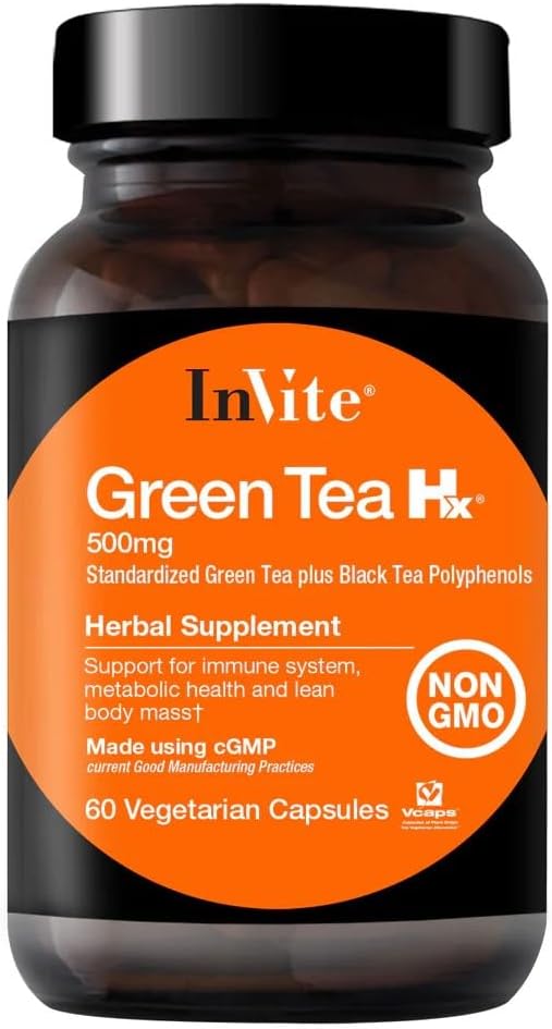 Invite Health - Green Tea Hx - Standarized Green Tea Plus Black Tea Polyols - 60 Vegetarian Capsules - 30 Day Supply (2-Pack)