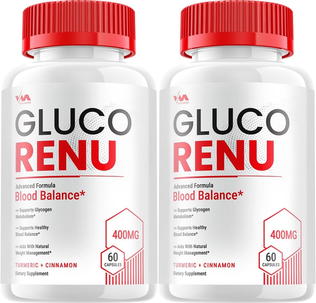 (2 Pack) Gluco Renu Supplement, GlucoRenu Capsule - Gelişmiş Formula Gluco Renu, GlucoRenu, 120 Capsules