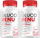 (2 Pack) Gluco Renu Supplement, GlucoRenu Capsule - Advanced Formula Gluco Renu, GlucoRenu Maximum Strength Reviews, 120 Capsules