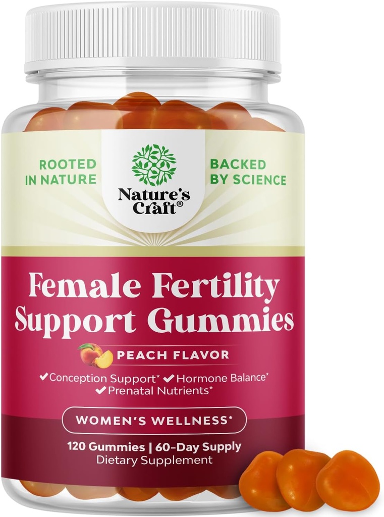 Kadınlar için Hastalıklar Conceive - Yummy Gummy Fertness For Women with Myo-Inositol Folic Acid & Vitex Chasteberry - Vegan Non-GMO & Gluten Free - Juicy Peach (60 Hizmet)