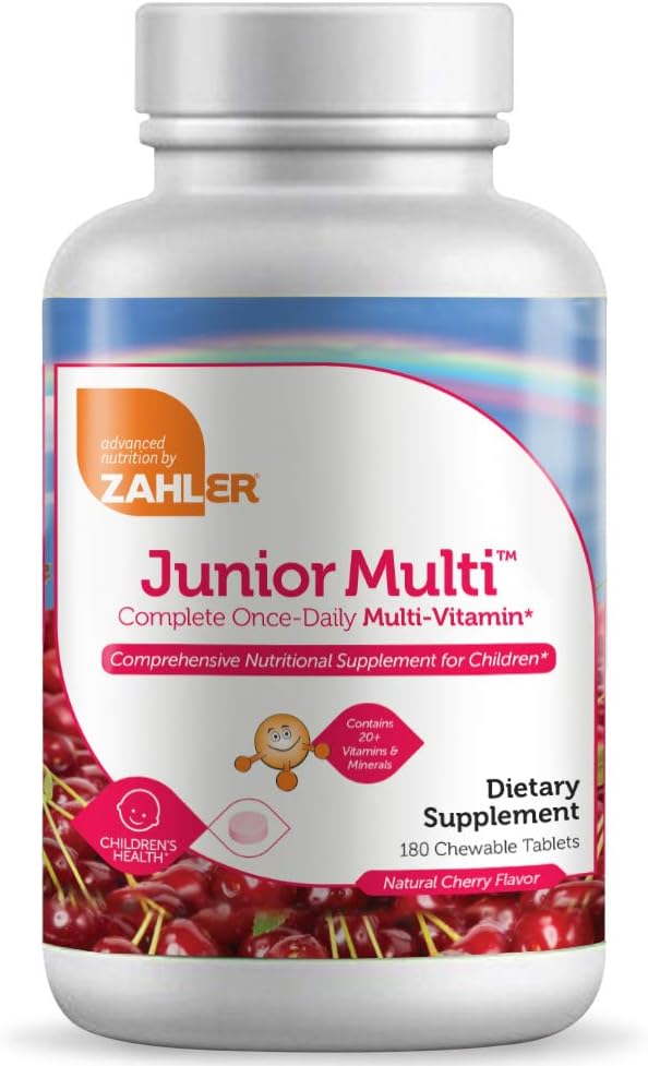 Zahler Junior MultiTM, Once-Daily Multi-Vitamin, Natural Cherry, 180 Chewable Tabletler