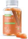Viteey Vitamin C Gummies for Adults & Teens with Zinc & Echinacea - Ανοσοποιητική υποστήριξη Gummies - Vegan, Gelatin Free, Gluten Free, GMO Free - Νόστιμες Βιταμίνη C Chewable Orange Flavored Gummy