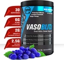 VASOBLITZ Ödülü Çift Nitrik Çimento Pre Workout with NO3T Arginine Nitrate,L-Citrulline,Betaine Anhidrus,Calcium Lactate,Caffeine Free for Muscular Endurance (30 hizmet) (Mavi Raspberry)