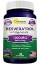 Red Wine Extract ile ASquared Beslenme Doğal Resveratrol - 180 Capsules - Trans Resveratrol Antioxy Supplement Pills for Pure Heart Health - Ekstra Güçlü Trans-Resveratrol