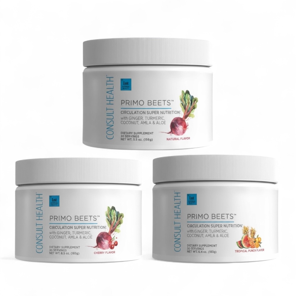 Sağlık Primo Beets Beet Root Toz İçecek Mix with Nitrates, Daily Circulation Support with Ginger and Turmeric, 3 Pack of Flavors, Cherry, Blueberry and Strawberry Lemonade 6.5 oz each