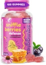 Squiggles Sniffleges Elderberry Gummies with Bee Propolis & Echinacea, Kids Immune ATM, Propolis Gummies for Health, Toddler Vitamins for Immune Support, Tasty Chewy Gummy (100 Count)