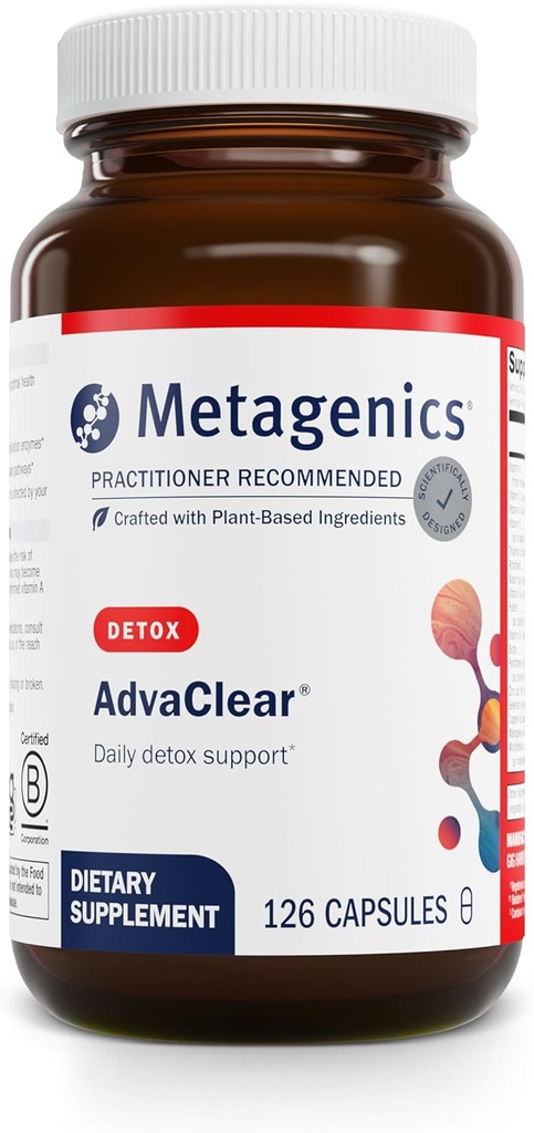 Metagenics AdvaClear - Daily Detox B Vitaminleri, çinko & Pantothenic Acid - Supports Liver & Immune Health* - Non-GMO, Gluten-Free, Vegan - GMP sertifikalı Tesis - 126 Capsules