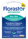 Florastor Pro+Pre Daily Probiyotik ve Prebiyotik Supplement for Women and Men, Boosts Good Bakteri, Saccharomyces Boulardii CNCM I-745 (30 Capsules)