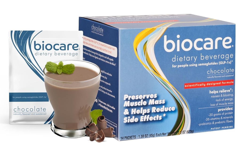 GLP-1 Kullanıcıları için Biyocare Beslenme, Diyetsel Toz İçgörü 20g Essential Protein, 26 Vitamin / Dakikalar, Ease Nausea, Bloating, Constipation, (14 Count)